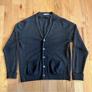 Minklama Lord Jeff Men's Charcoal Grey Vintage Cardigan Sweater Medium